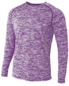 A4 N3305 - Adult Space Dye Long Sleeve Raglan T-Shirt Púrpura
