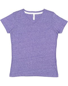 LAT 3591 - Ladies V-Neck Harborside Melange Jersey T-Shirt Purple Melange
