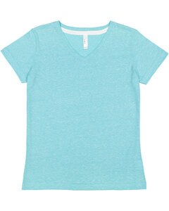 LAT 3591 - Ladies V-Neck Harborside Melange Jersey T-Shirt Caribbean Mlange