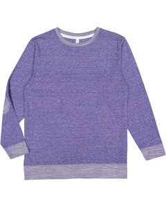 LAT 6965 - Adult Harborside Melange French Terry Crewneck with Elbow Patches