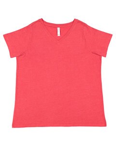LAT 3817 - Ladies Curvy V-Neck Fine Jersey T-Shirt Vintage Red