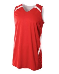 A4 NB2372 - Youth Performance Double/Double Reversible Basketball Jersey Scarlet/White