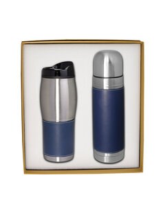 Leeman LG-9270 - Tuscany Thermal Bottle And Tumbler Gift Set Azul Marino