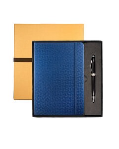 Leeman LG-9264 - Tuscany Textured Journal And Executive Stylus Pen Set Azul