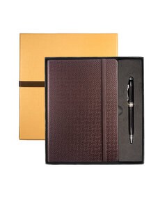 Leeman LG-9264 - Tuscany Textured Journal And Executive Stylus Pen Set Marron oscuro
