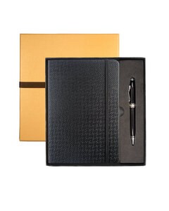 Leeman LG-9264 - Tuscany Textured Journal And Executive Stylus Pen Set Negro