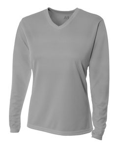 A4 NW3255 - Ladies Long Sleeve V-Neck Birds Eye Mesh T-Shirt